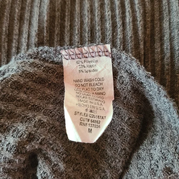 Paper Crane Charcoal Lightweight Waffle Openfront Hooded Cardigan Size Medium - Picture 7 of 10